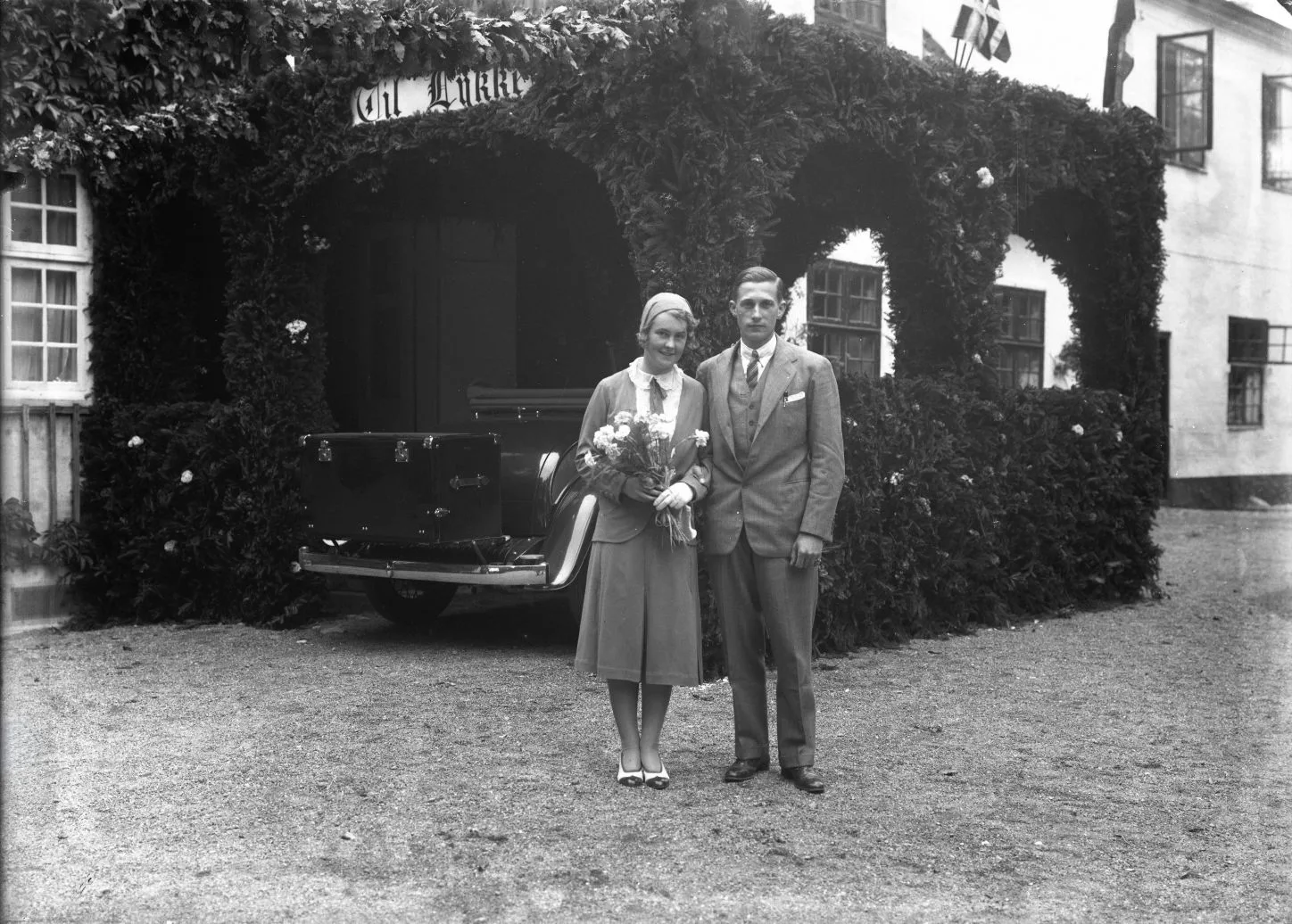 163.8 Gjorslev gods. Elsebeth og Edward Tesdorphs hjemkomst fra bryllupsrejsen 1931.